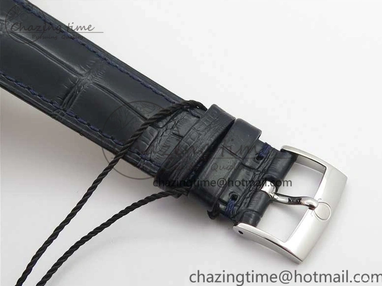 1218 Timeless De Ville Prestige Real PR SS ZF 1:1 Best Edition Gray Dial Blue Markers on Blue Leather Strap MIYOTA 7936